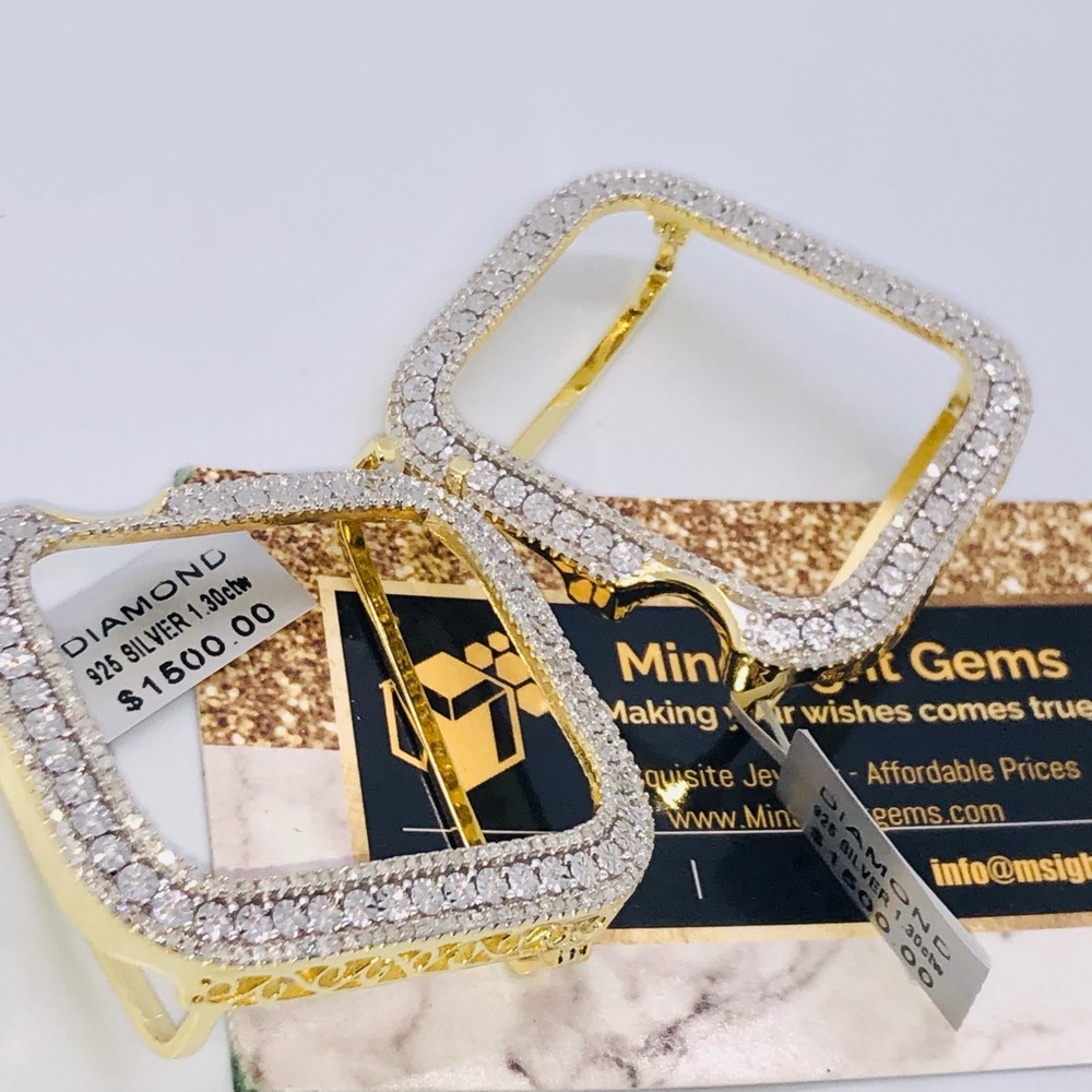 Real diamond Apple Watch bezel for series 8 Genuine diamonds NOT CZ 45mm, 41mm - Picture 7 of 15